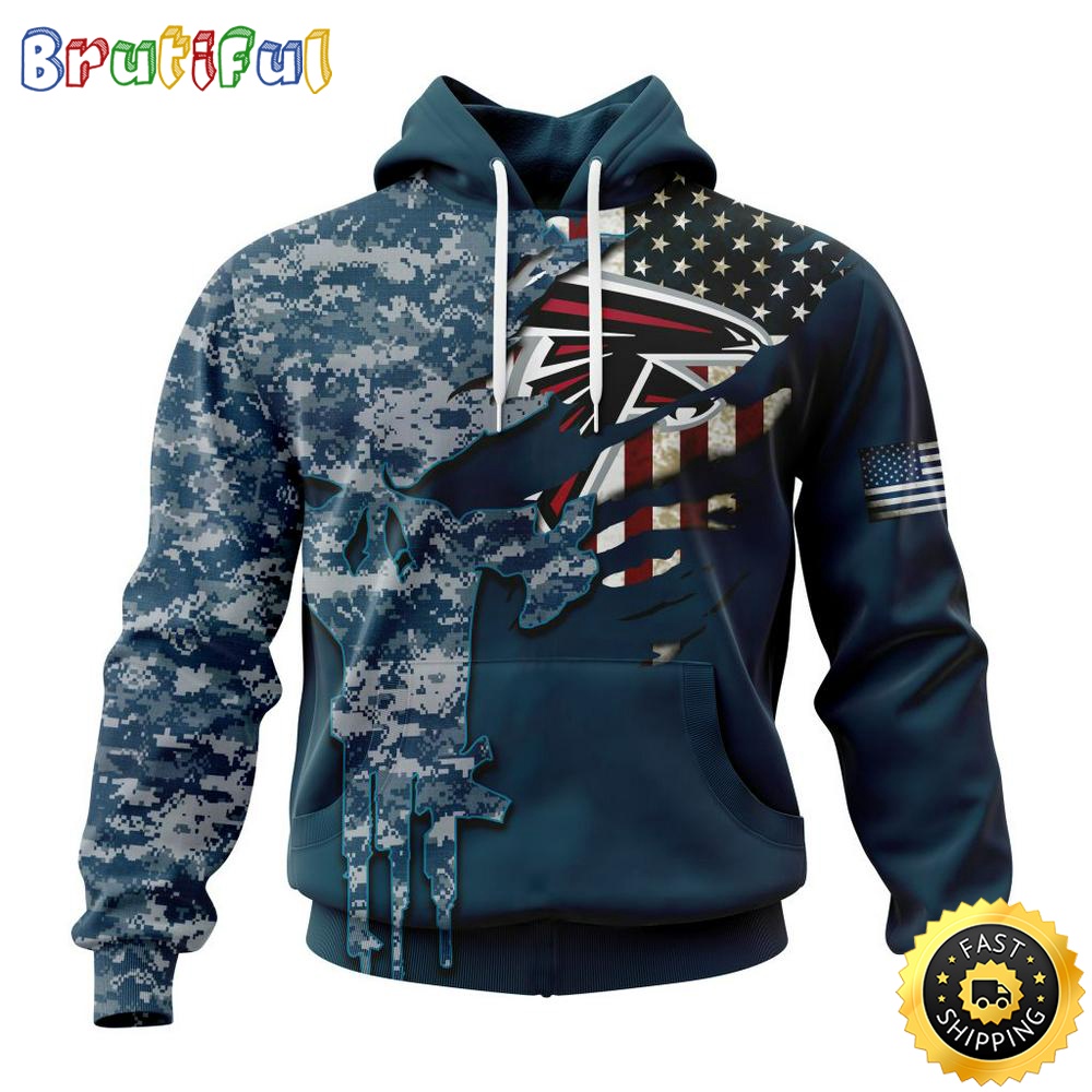 Personalized NFL Atlanta Falcons Hoodie Special Navy Camo Veteran Design 3D Hoodie Unisex Hoodie pryiwy