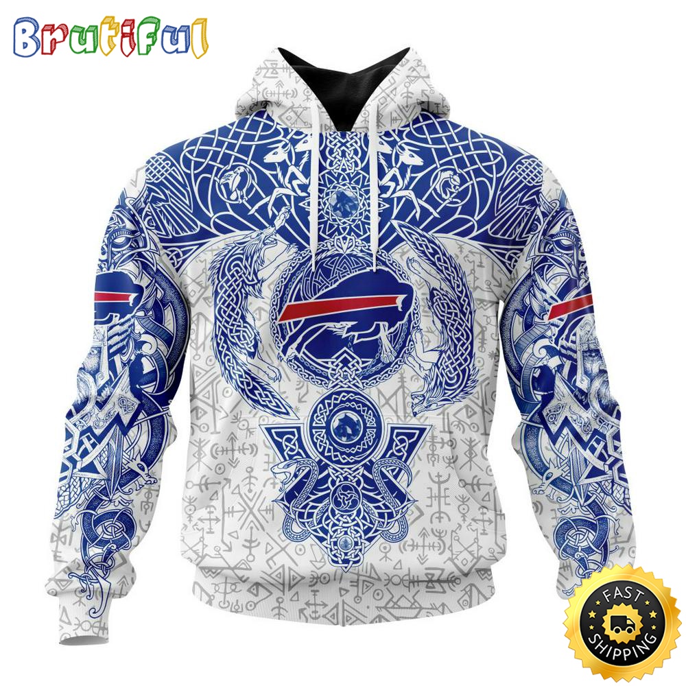 Personalized NFL Buffalo Bills Hoodie Norse Viking Symbols All Over Print 3D Hoodie ykxvbv