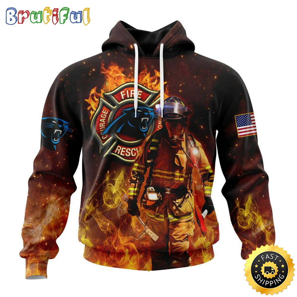 Personalized NFL Carolina Panthers Hoodie Honor Firefighters First Responders All Over Print 3D Hoodie gggm6o