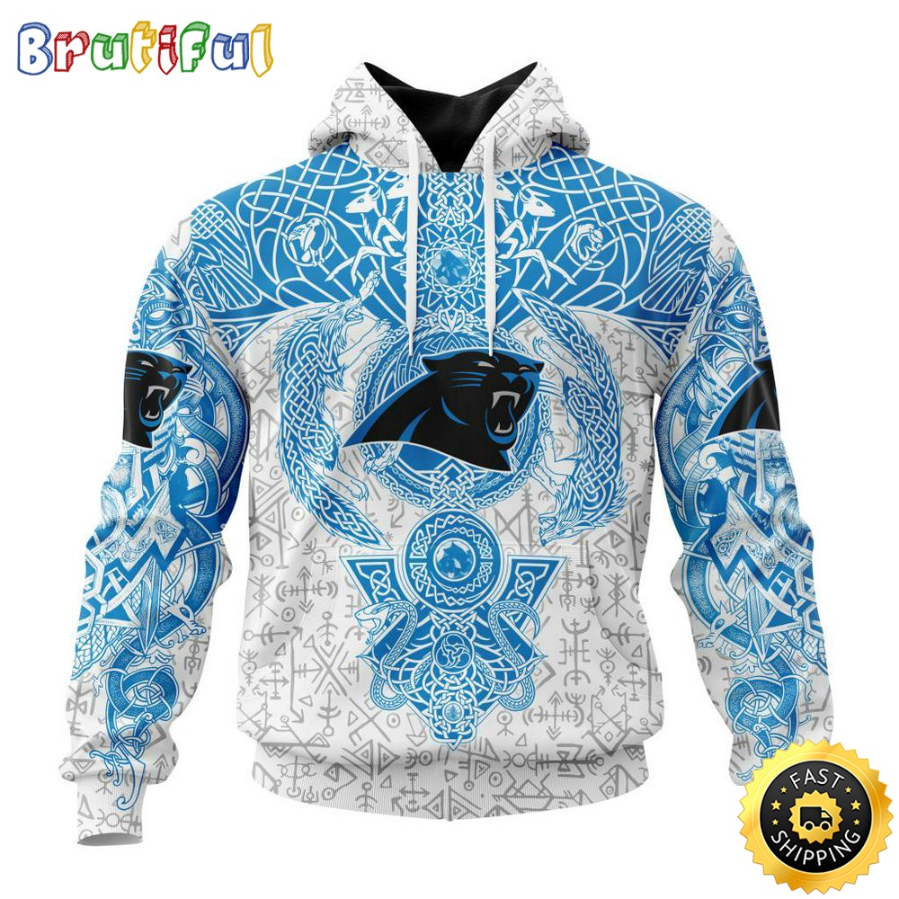 Personalized NFL Carolina Panthers Hoodie Norse Viking Symbols All Over Print 3D Hoodie rx1daa