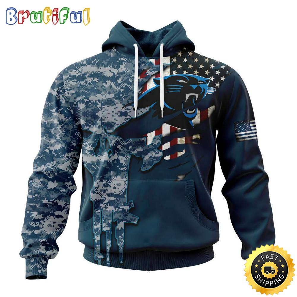 Personalized NFL Carolina Panthers Hoodie Special Navy Camo Veteran Design 3D Hoodie Unisex Hoodie jznb8r