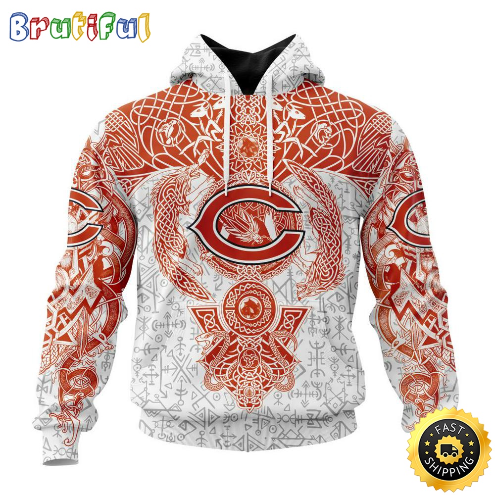 Personalized NFL Chicago Bears Hoodie Norse Viking Symbols All Over Print 3D Hoodie flhlhj