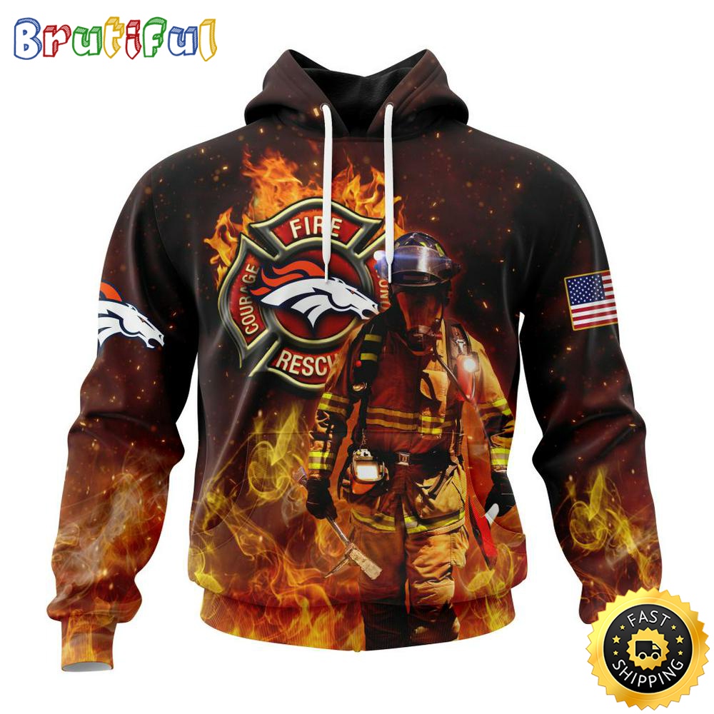 Personalized NFL Denver Broncos Hoodie Honor Firefighters First Responders All Over Print 3D Hoodie s8aswg