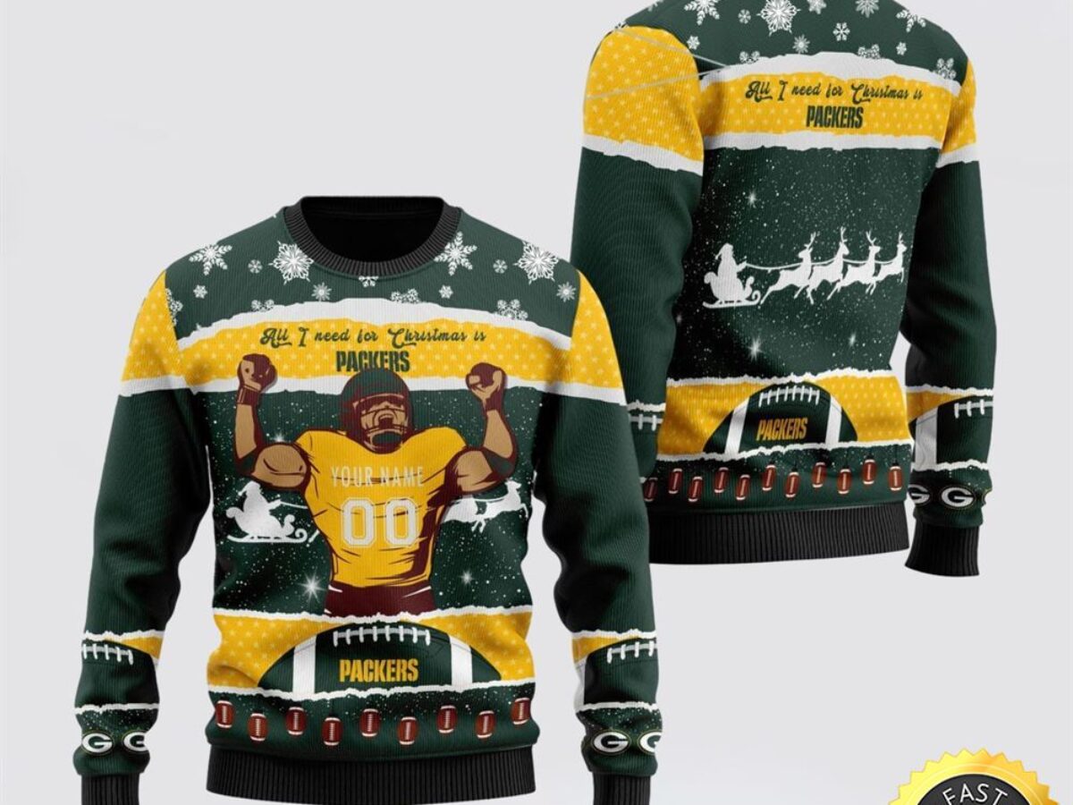 Personalized NFL Green Bay Packers All I Need For Christmas Ugly