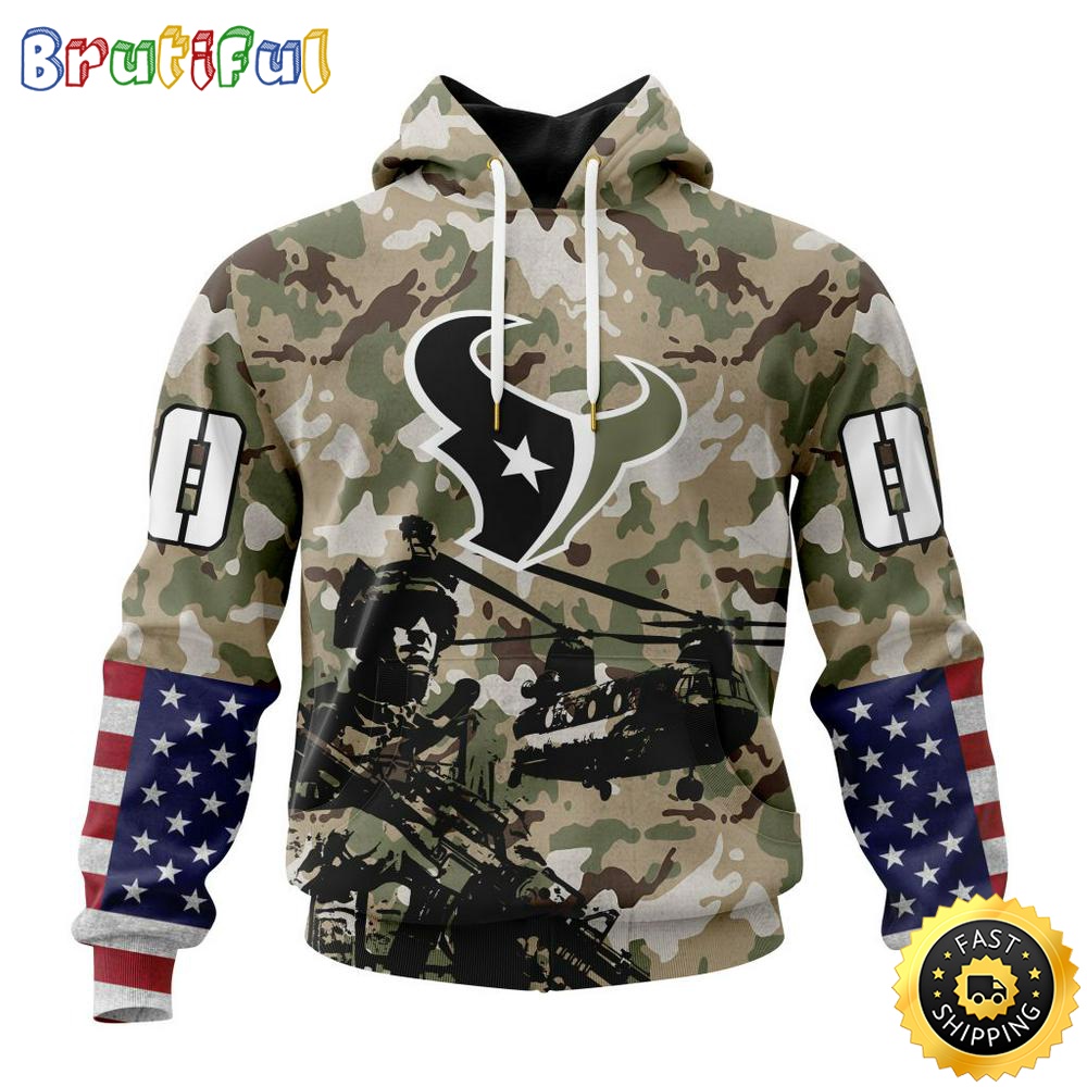 Personalized NFL Houston Texans Hoodie Special Salute To Service Design 3D Hoodie Unisex Hoodie qssqic