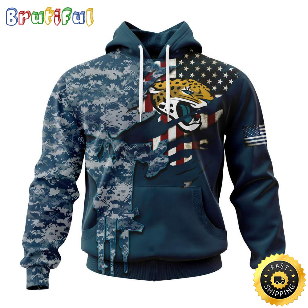 Personalized NFL Jacksonville Jaguars Hoodie Special Navy Camo Veteran Design 3D Hoodie Unisex Hoodie kkh7yu