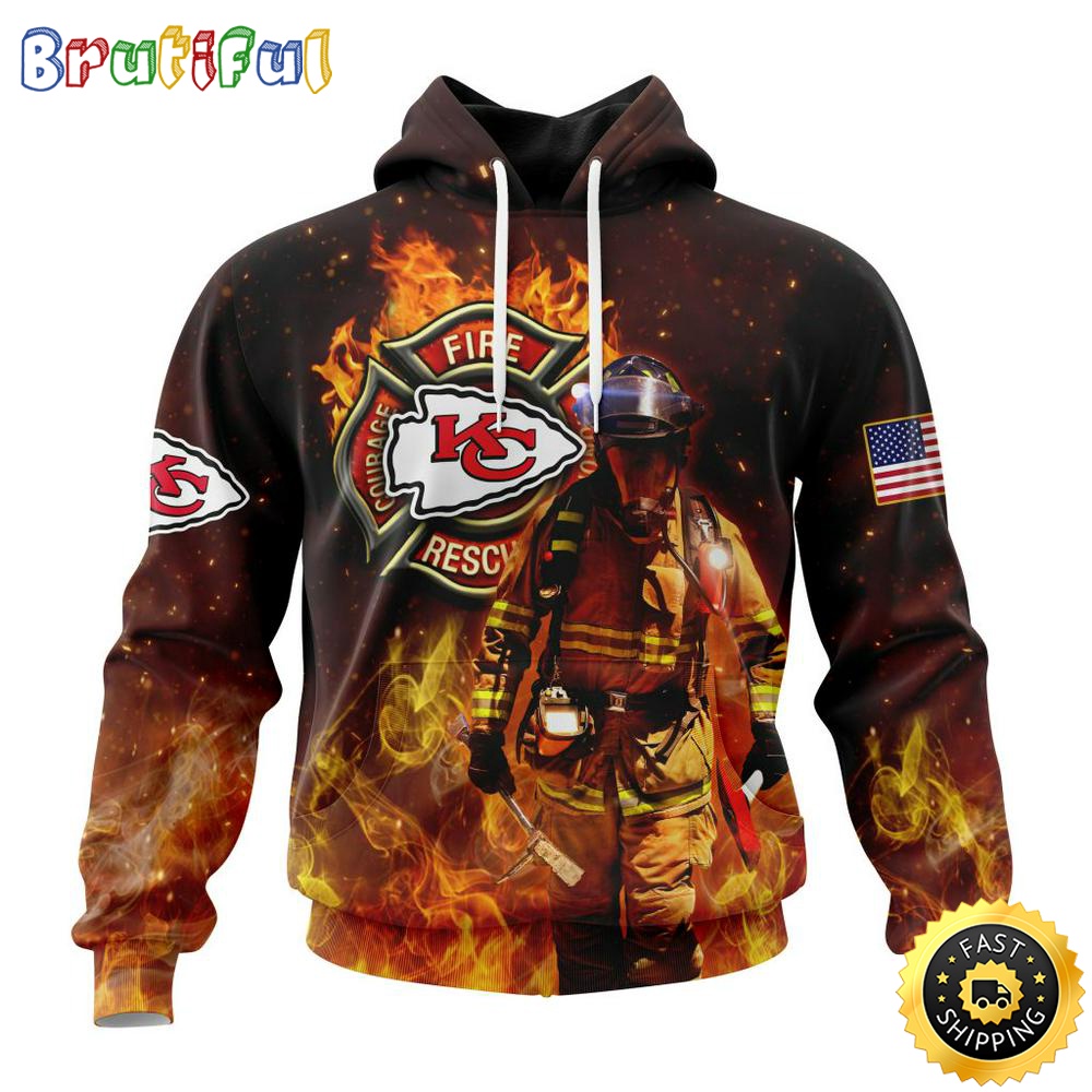 Personalized NFL Kansas City Chiefs Hoodie Honor Firefighters First Responders All Over Print 3D Hoodie hfxsul