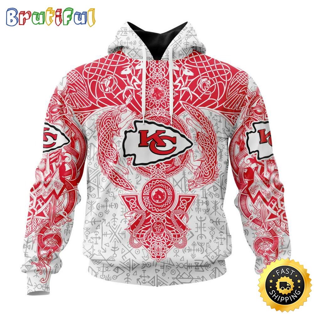 Personalized NFL Kansas City Chiefs Hoodie Norse Viking Symbols All Over Print 3D Hoodie wconlq