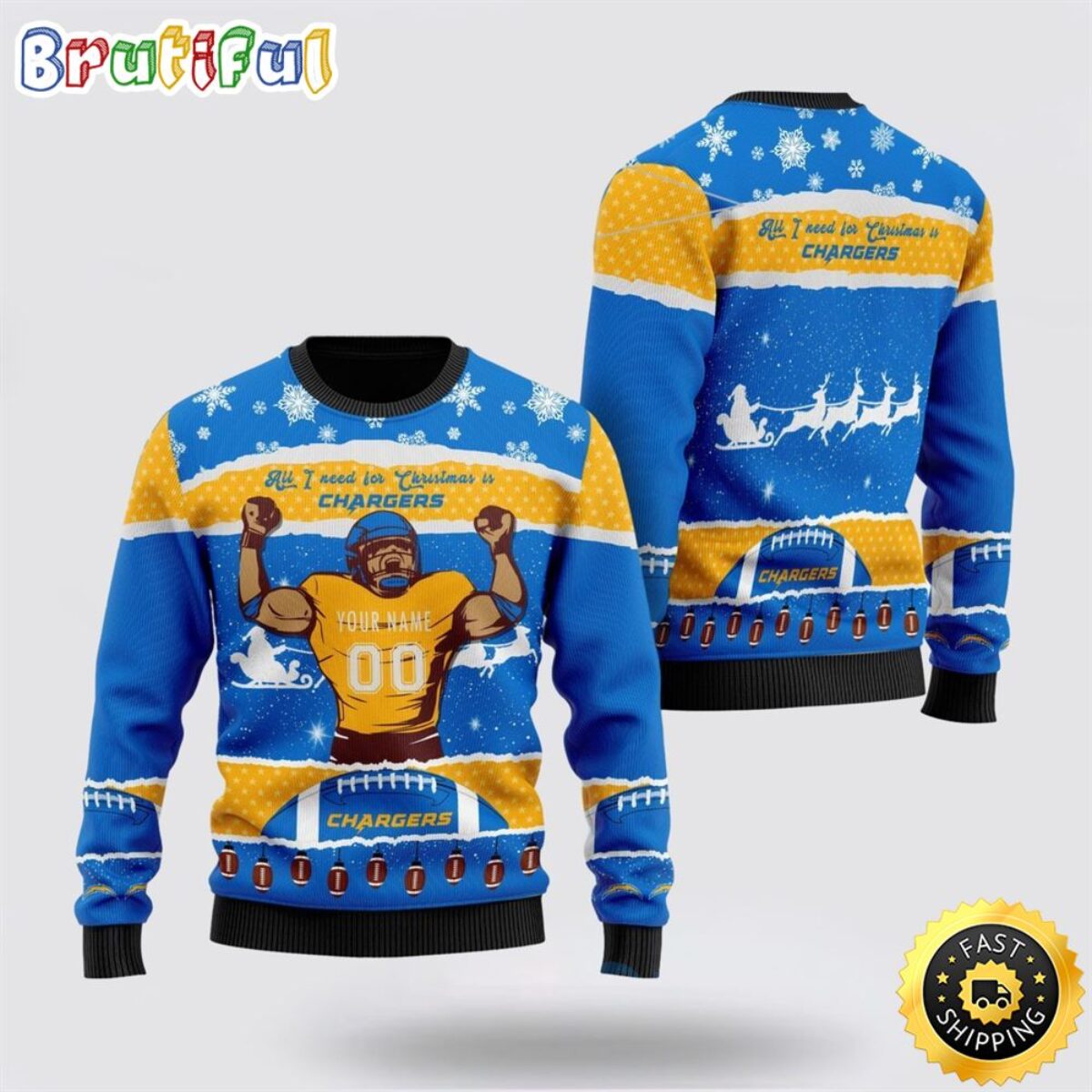 Personalized NFL Los Angeles Chargers All I Need For Christmas