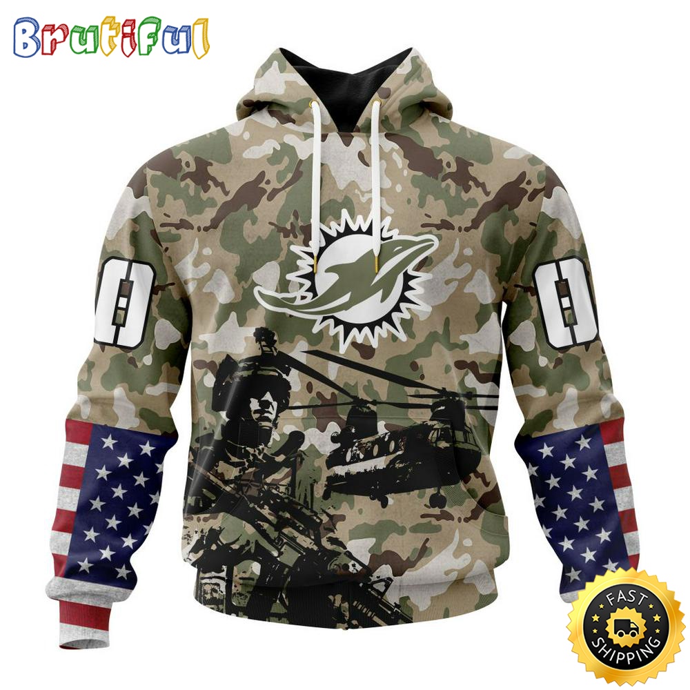 Personalized NFL Miami Dolphins Hoodie Special Salute To Service Design 3D Hoodie Unisex Hoodie foizqi
