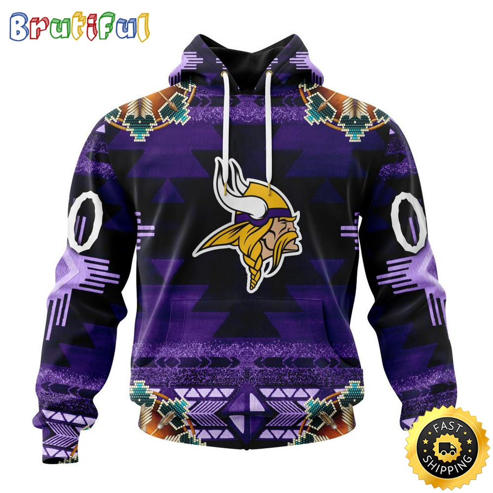 Personalized NFL Minnesota Vikings Hoodie Special Native Costume Design 3D Hoodie Unisex Hoodie poofrw