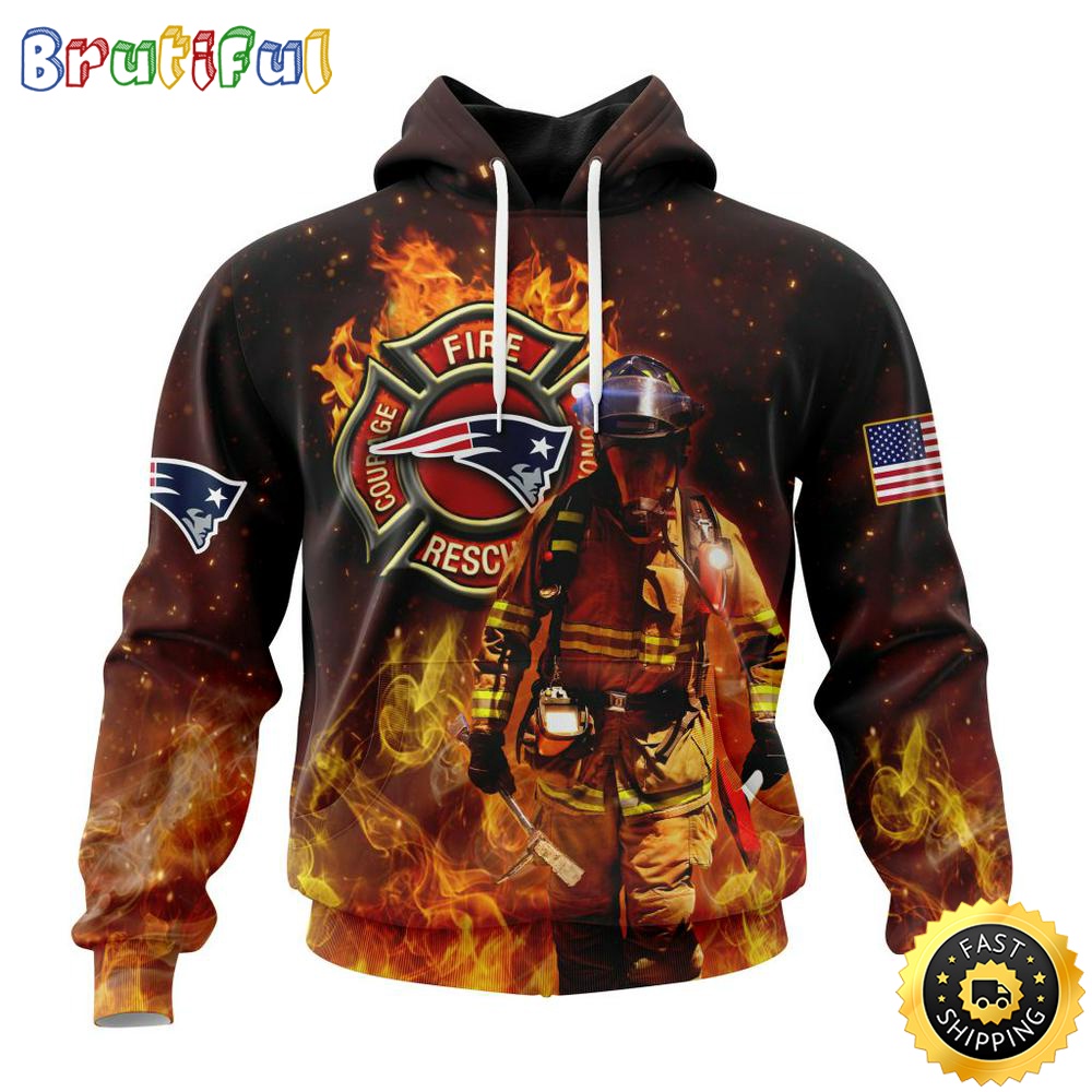 Personalized NFL New England Patriots Hoodie Honor Firefighters First Responders All Over Print 3D Hoodie l2hxzp
