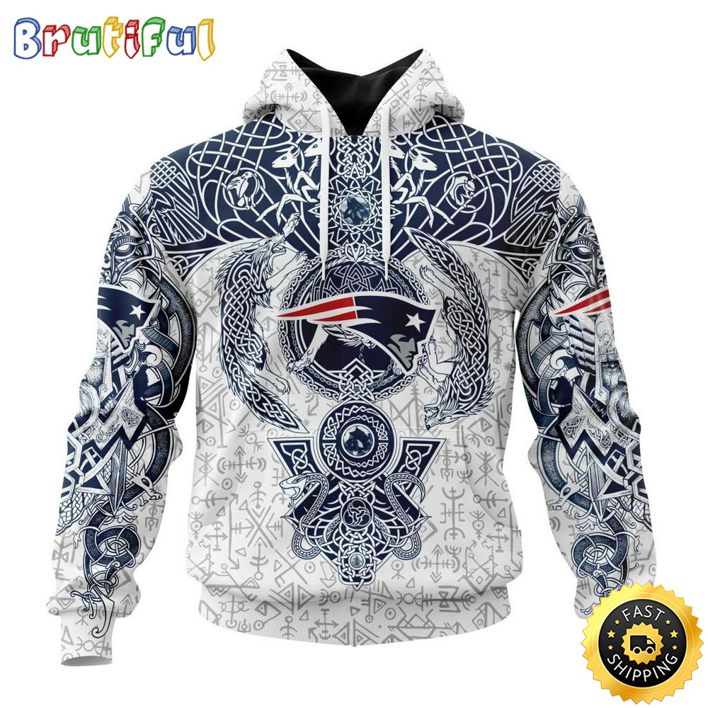 Personalized NFL New England Patriots Hoodie Norse Viking Symbols All Over Print 3D Hoodie cusb6t