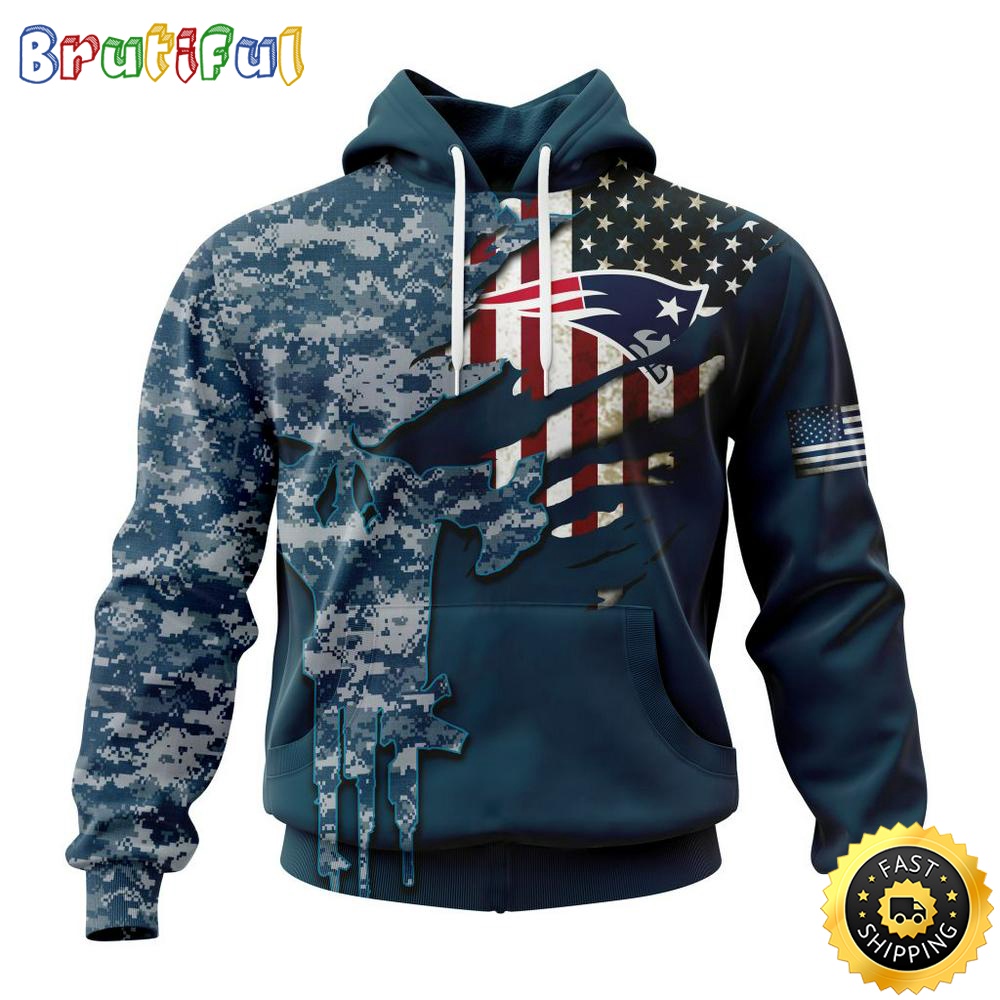 Personalized NFL New England Patriots Hoodie Special Navy Camo Veteran Design 3D Hoodie Unisex Hoodie y5nnyc