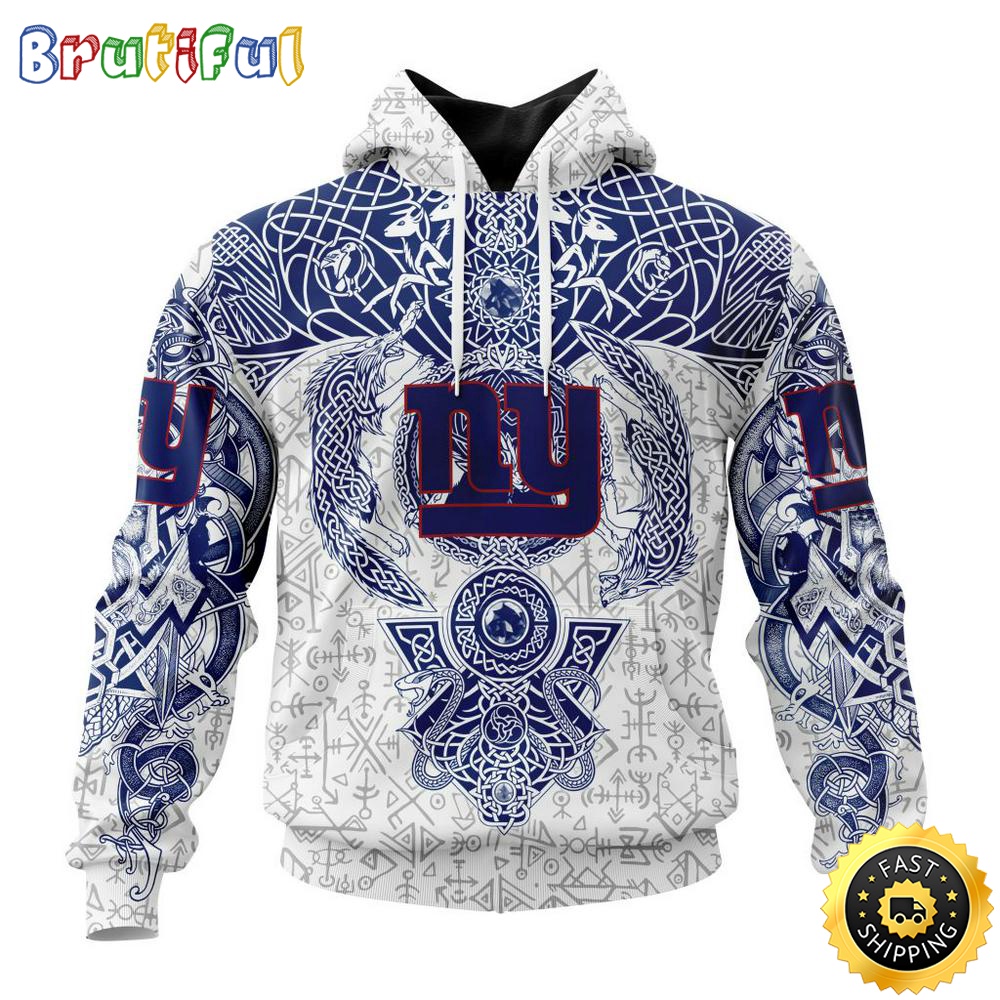 Personalized NFL New York Giants Hoodie Norse Viking Symbols All Over Print 3D Hoodie r0fhgc