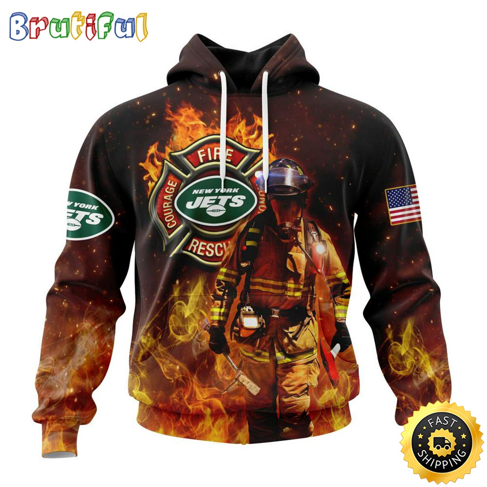 Personalized NFL New York Jets Hoodie Honor Firefighters First Responders All Over Print 3D Hoodie uqw6k7