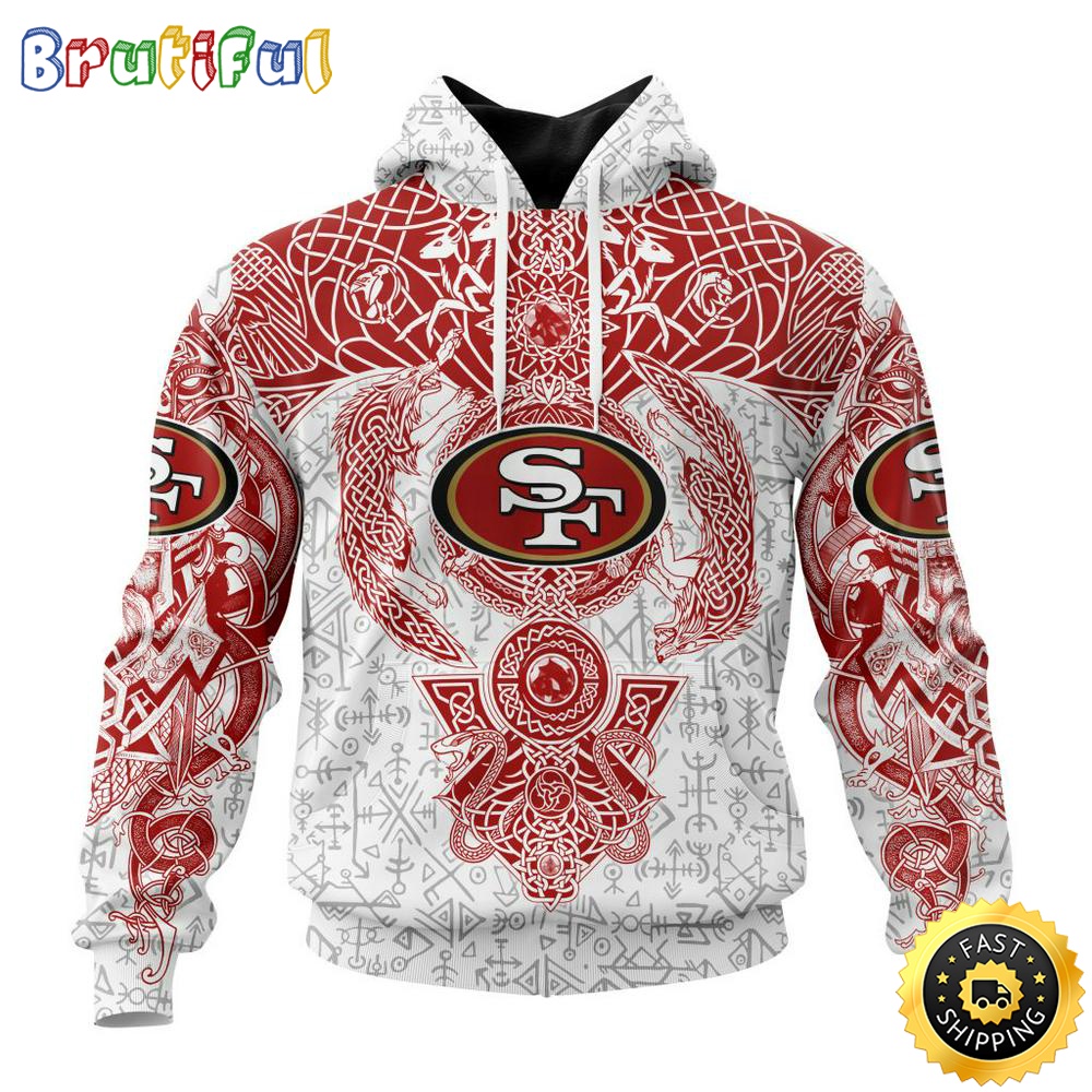 Personalized NFL San Francisco 49ers Hoodie Norse Viking Symbols All Over Print 3D Hoodie in2dcn