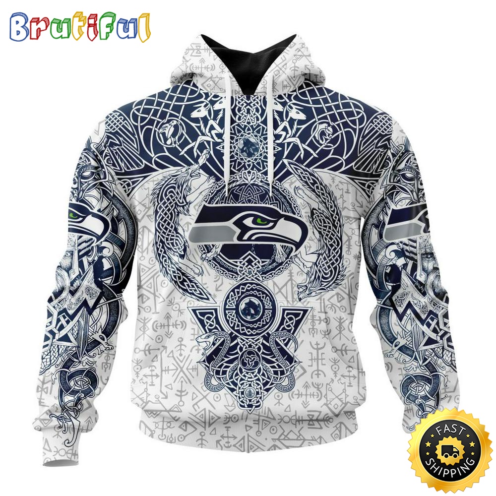 Personalized NFL Seattle Seahawks Hoodie Norse Viking Symbols All Over Print 3D Hoodie uvryrm