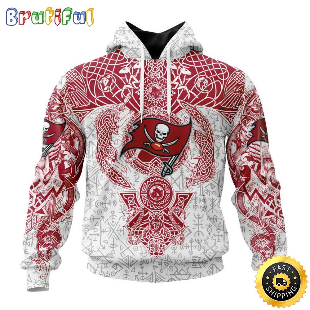 Personalized NFL Tampa Bay Buccaneers Hoodie Norse Viking Symbols All Over Print 3D Hoodie tnv1ge