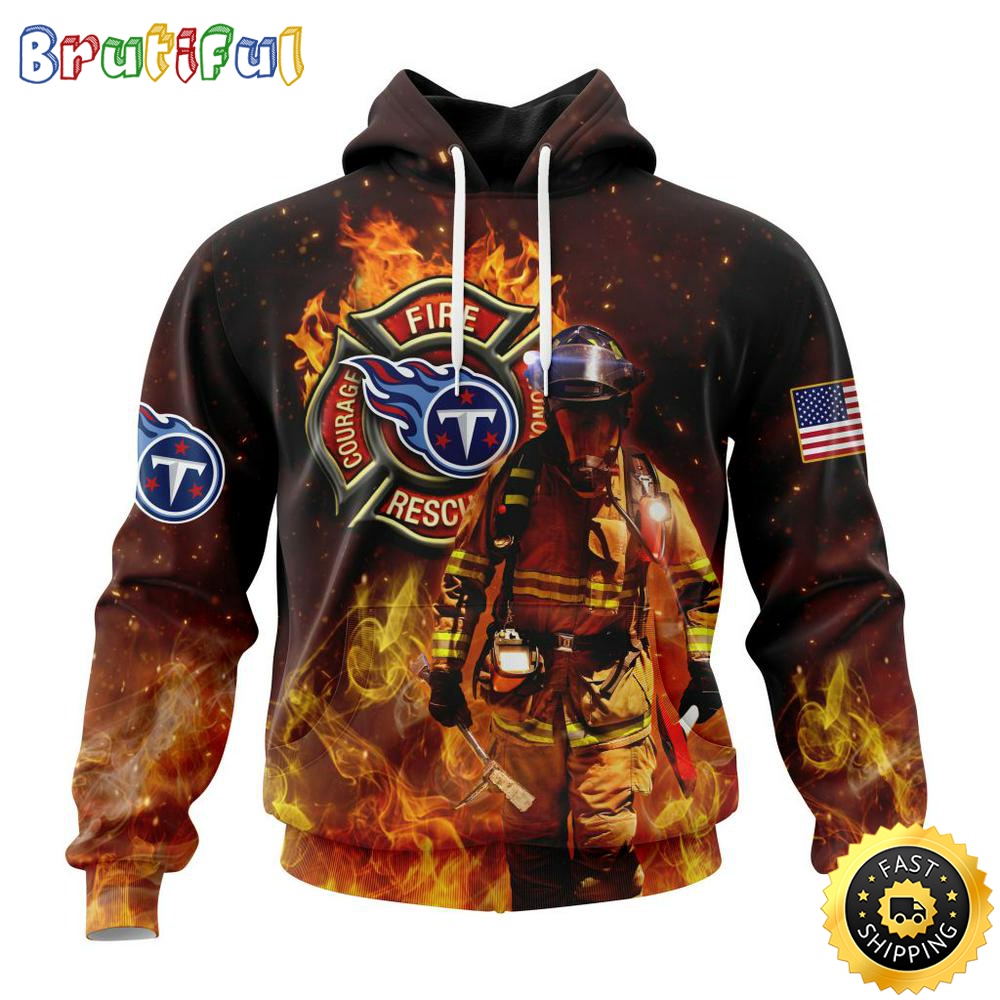 Personalized NFL Tennessee Titans Hoodie Honor Firefighters First Responders All Over Print 3D Hoodie ut68g9