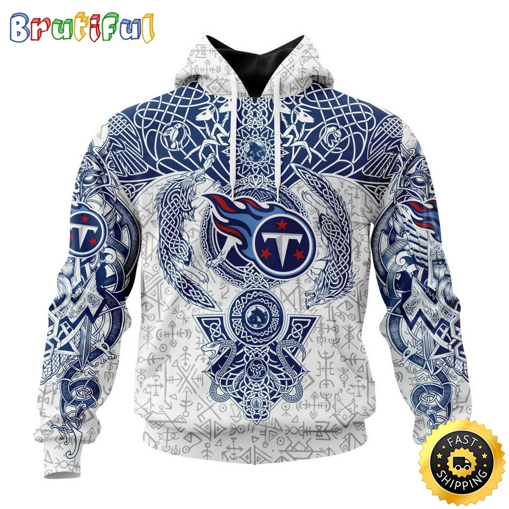 Personalized NFL Tennessee Titans Hoodie Norse Viking Symbols All Over Print 3D Hoodie qeimva