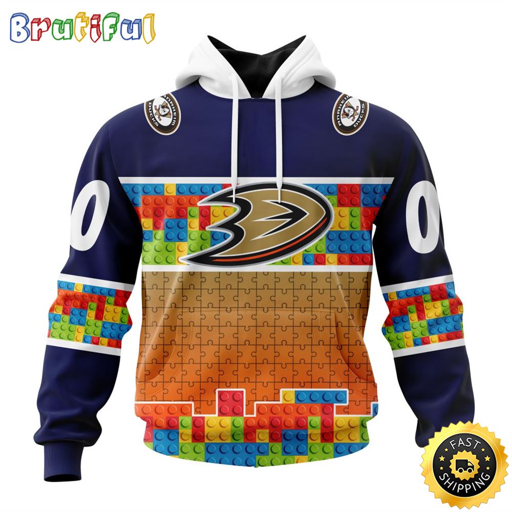 Personalized NHL Anaheim Ducks All Over Print 3D Hoodie Autism Awareness Design Unisex Hoodie 1 wgfr0j