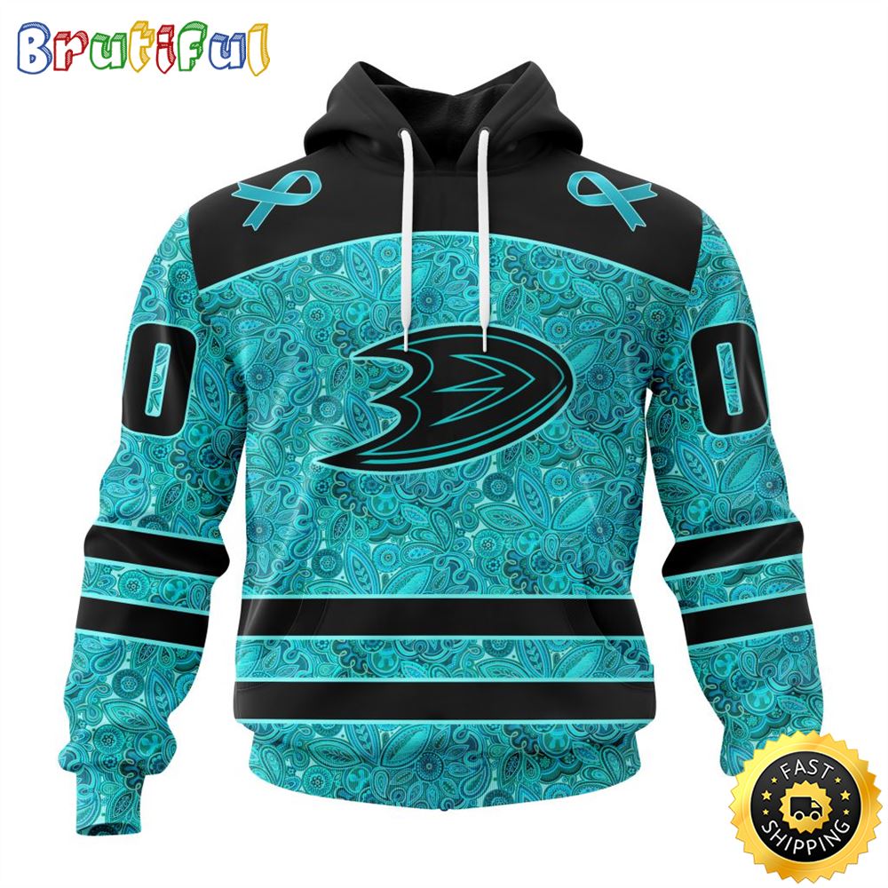 Personalized NHL Anaheim Ducks All Over Print 3D Hoodie Special Design Fight Ovarian Cancer Gift For Football Fans 1 camwcj