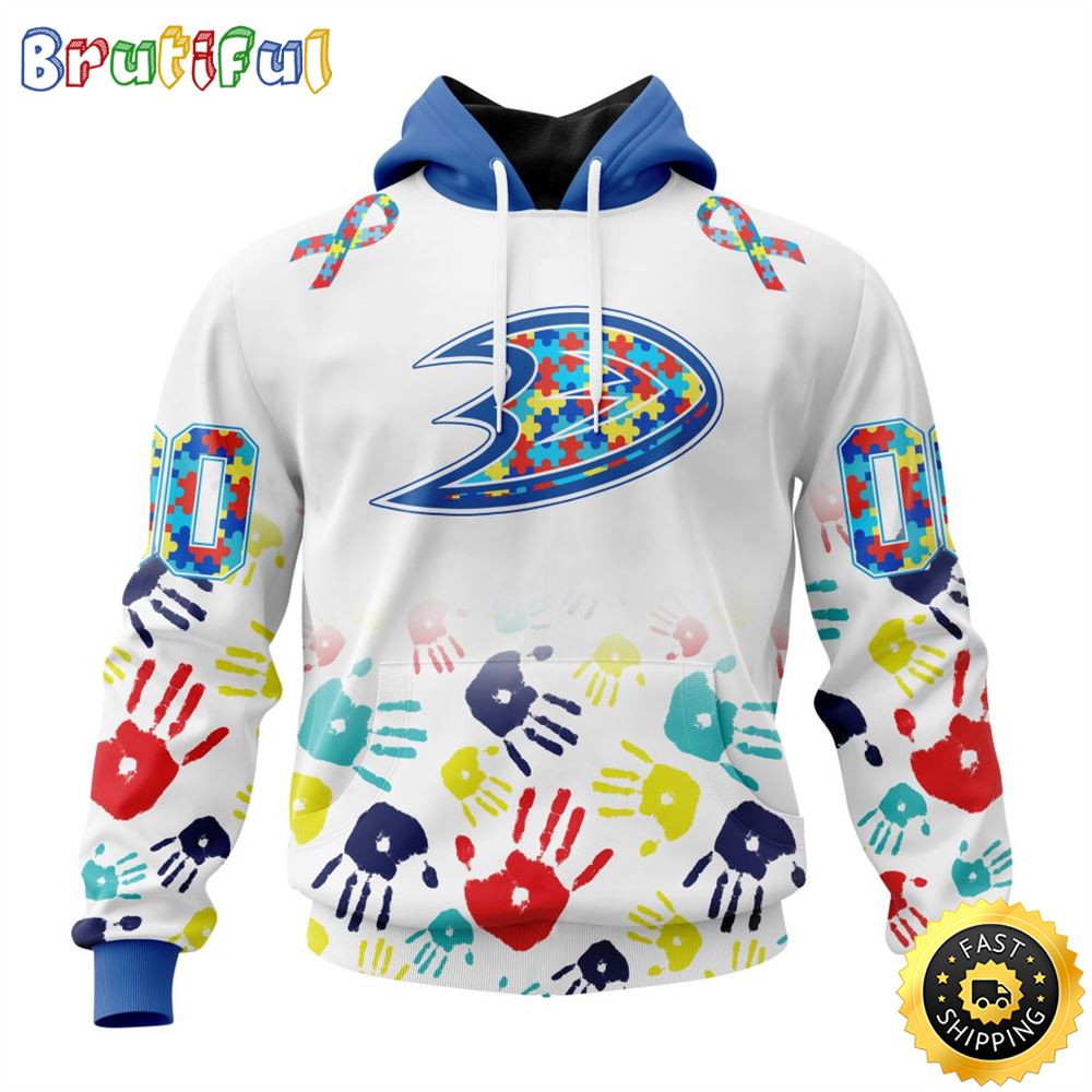 Personalized NHL Anaheim Ducks Autism Awareness Hands Design All Over Print 3D Hoodie Unisex Hoodie 1 pqw7h7