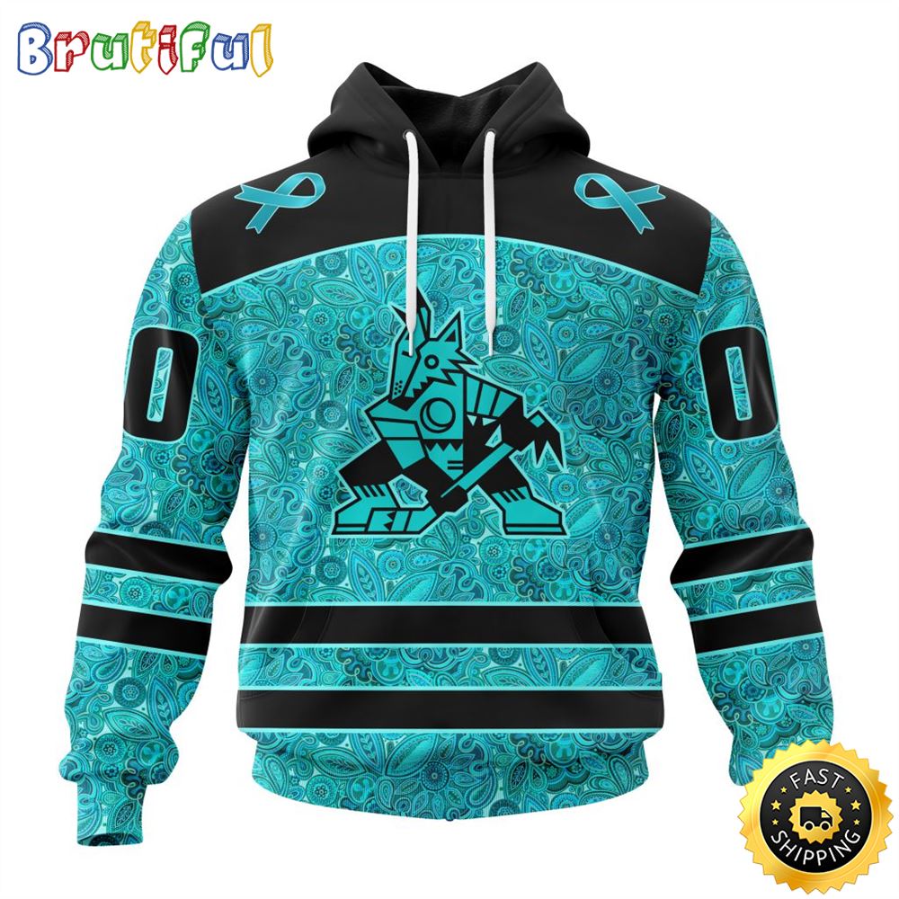 Personalized NHL Arizona Coyotes All Over Print 3D Hoodie Special Design Fight Ovarian Cancer Gift For Football Fans 1 lzyzgv