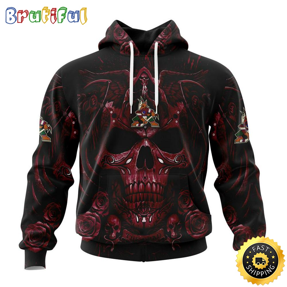 Personalized NHL Arizona Coyotes Hoodie Special Design With Skull Art All Over Print 3D Hoodie Unisex Tshirt Hoodie 1 w82hbb