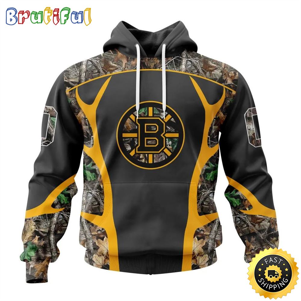 Personalized NHL Boston Bruins Hoodie Special Camo Hunting Design All Over Print 3D Unisex Hoodie 1 fexaqc