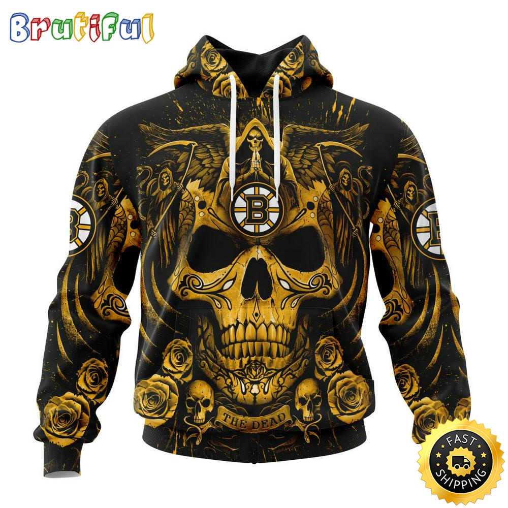 Personalized NHL Boston Bruins Hoodie Special Design With Skull Art All Over Print 3D Hoodie Unisex Tshirt Hoodie 1 ua7oyr