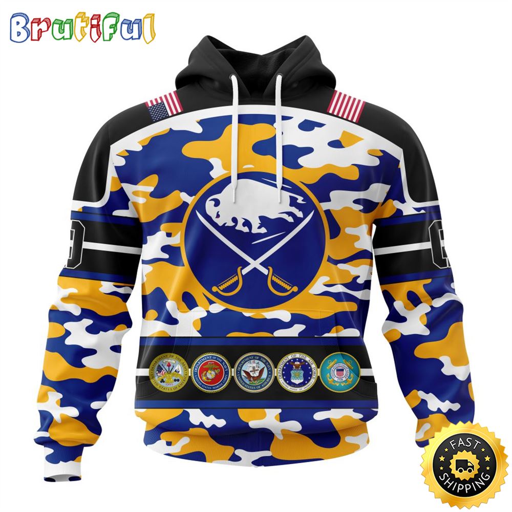Personalized NHL Buffalo Sabres With Camo Team Color And Military Force Logo All Over Print 3D Hoodie Unisex Hoodie Tshirt Sweatshirt 1 imylne
