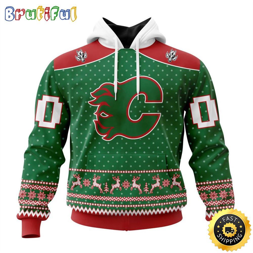 Personalized NHL Calgary Flames Special Ugly Christmas All Over Print 3D Hoodie Unisex Hoodie Tshirt Sweatshirt 1 fdizuf