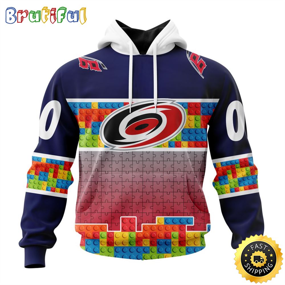 Personalized NHL Carolina Hurricanes All Over Print 3D Hoodie Autism Awareness Design Unisex Hoodie 1 mzgpep