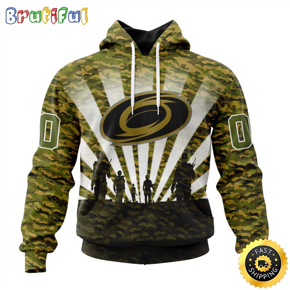Personalized NHL Carolina Hurricanes All Over Print 3D Hoodie Military Camo Kits For Veterans Day And Rememberance Day 1 bftln7