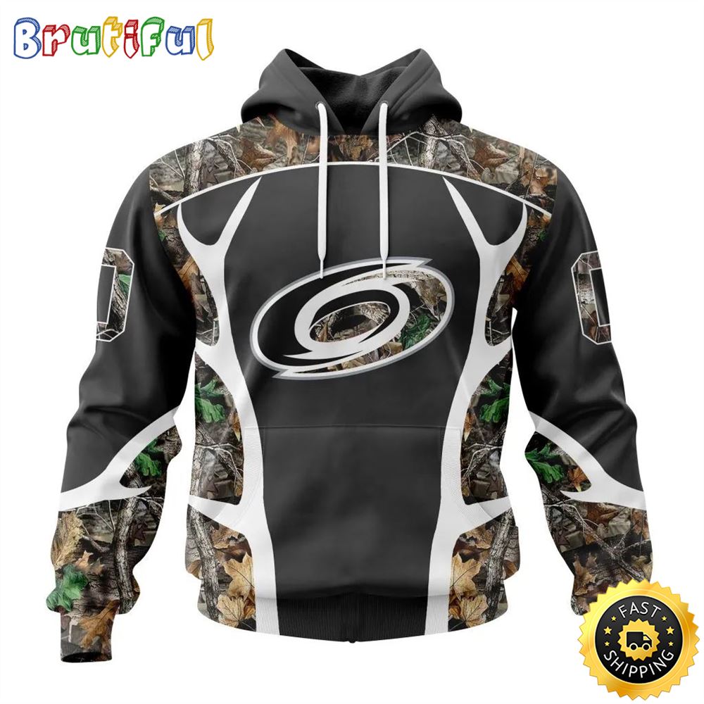 Personalized NHL Carolina Hurricanes Hoodie Special Camo Hunting Design All Over Print 3D Unisex Hoodie 1 s0fije