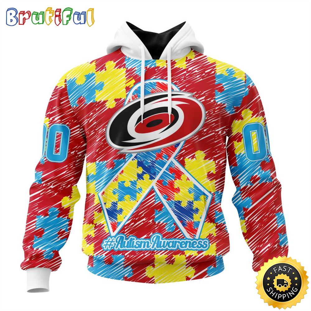 Personalized NHL Carolina Hurricanes Special Autism Awareness Month All Over Print 3D Hoodie Unisex Hoodie 1 tubhzw