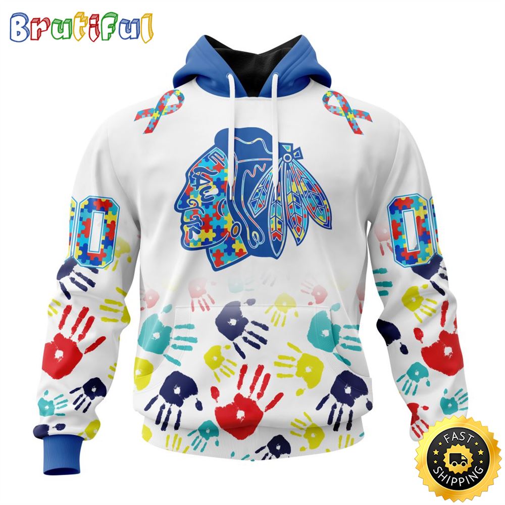 Personalized NHL Chicago Blackhawks Autism Awareness Hands Design All Over Print 3D Hoodie Unisex Hoodie 1 cwq6zt