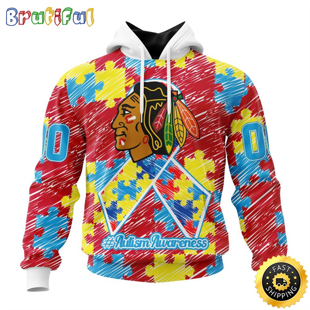 Personalized NHL Chicago Blackhawks Special Autism Awareness Month All Over Print 3D Hoodie Unisex Hoodie 1 x0kzgv