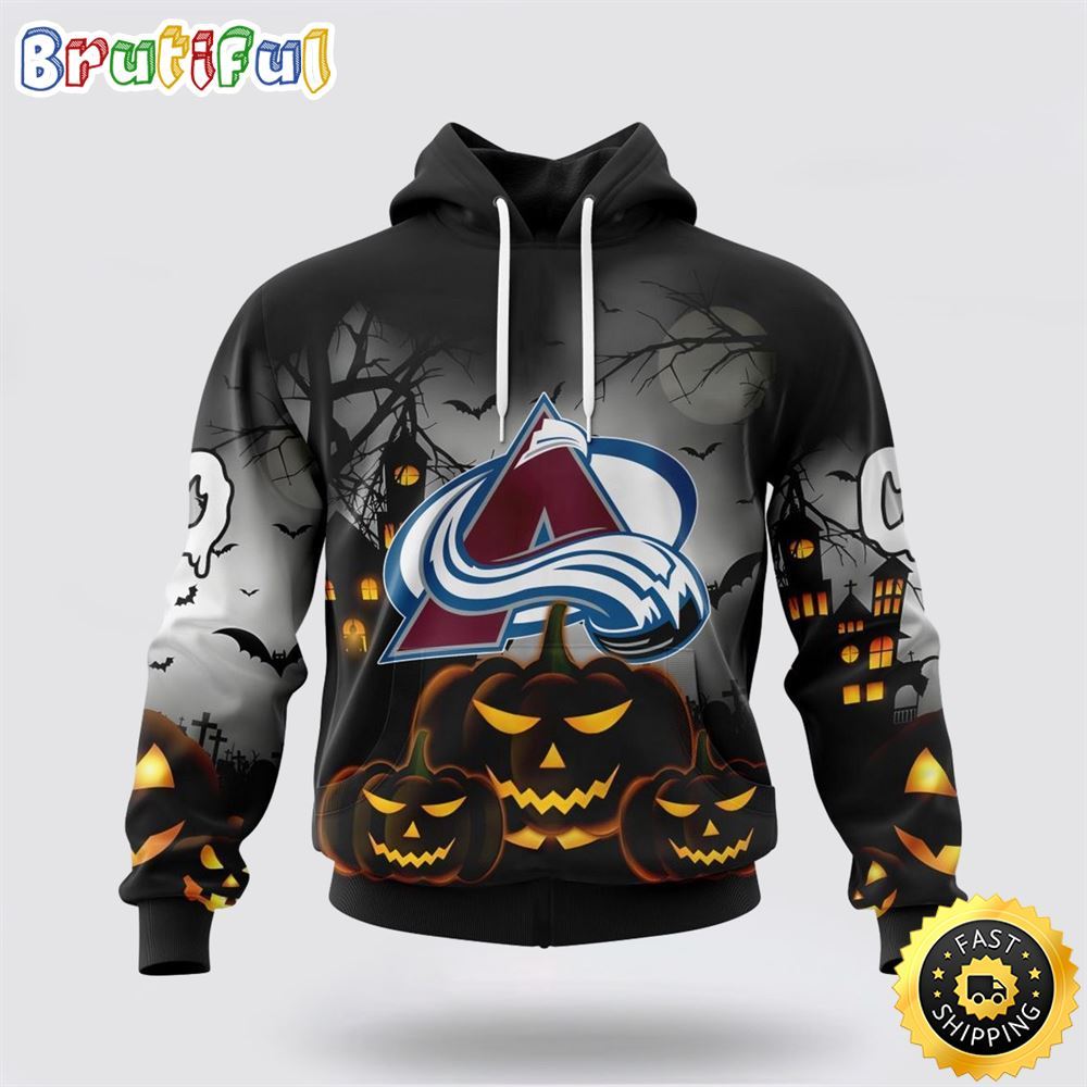 Personalized NHL Colorado Avalanche All Over Print 3D Hoodie Special Design Pumpkins For Halloween 1 otoczi