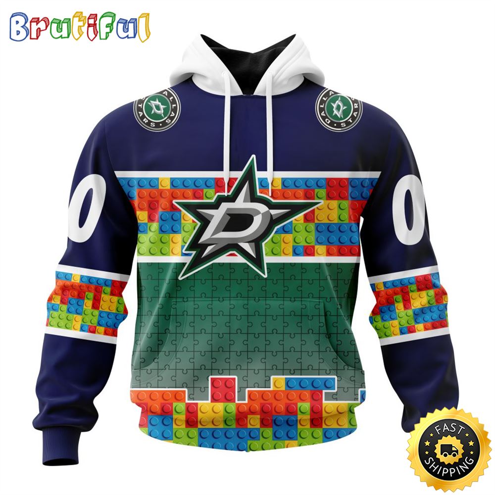 Personalized NHL Dallas Stars All Over Print 3D Hoodie Autism Awareness Design Unisex Hoodie 1 lvtwxt