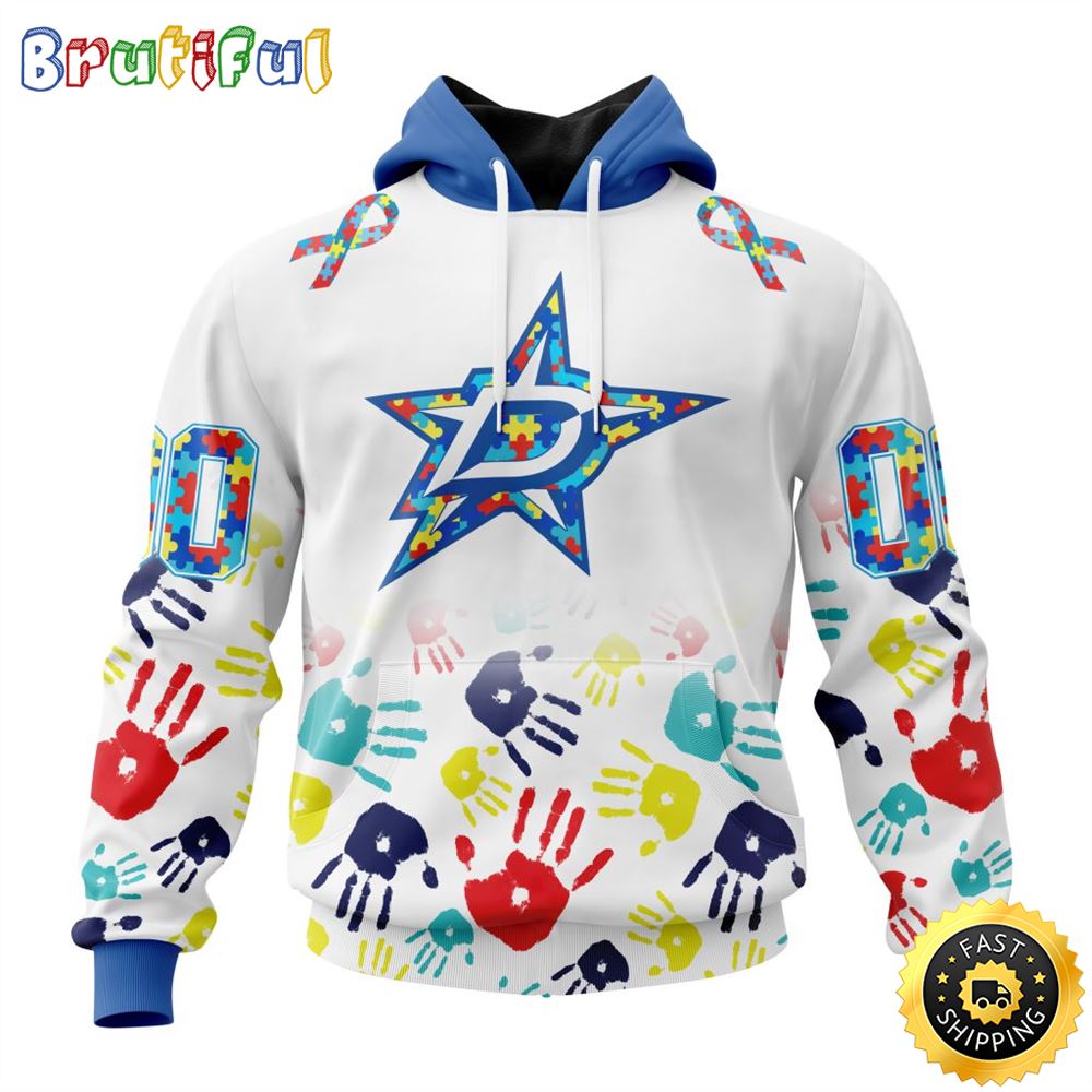 Personalized NHL Dallas Stars Autism Awareness Hands Design All Over Print 3D Hoodie Unisex Hoodie 1 xnwf44