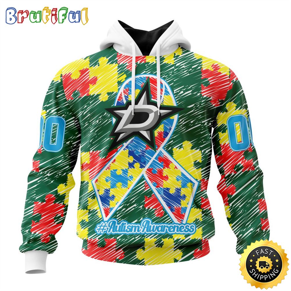 Personalized NHL Dallas Stars Special Autism Awareness Month All Over Print 3D Hoodie Unisex Hoodie 1 xad0uz