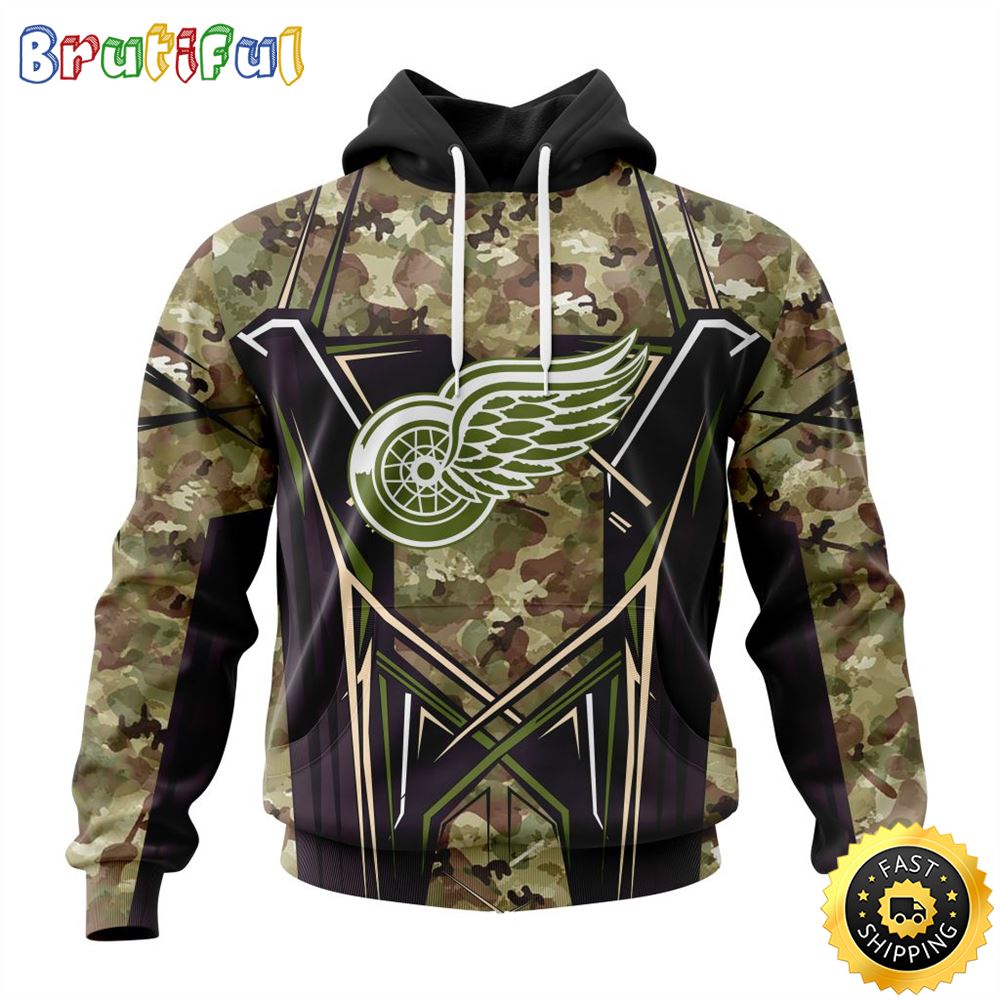 Personalized NHL Detroit Red Wings Hoodie Special Camo Color Design All Over Print 3D Unisex Hoodie 1 ypl334