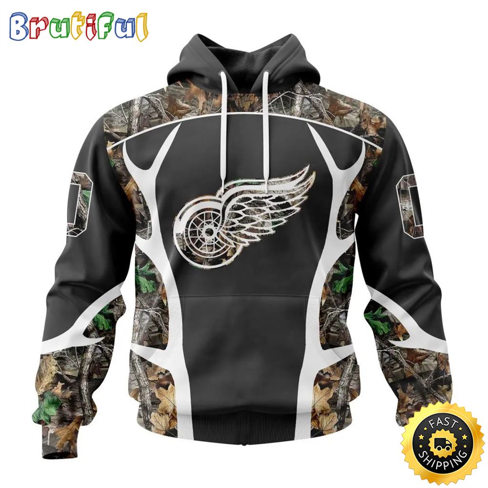 Personalized NHL Detroit Red Wings Hoodie Special Camo Hunting Design All Over Print 3D Unisex Hoodie 1 vduhtk