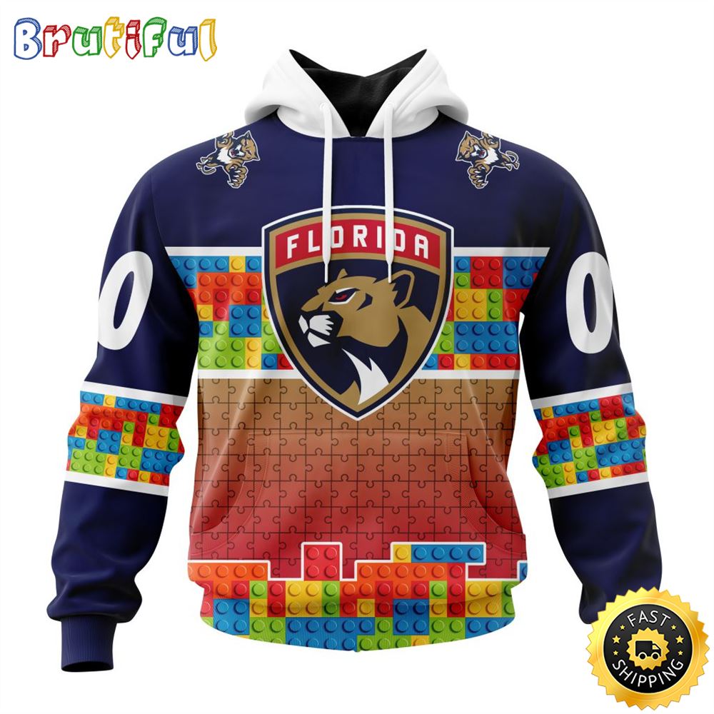 Personalized NHL Florida Panthers All Over Print 3D Hoodie Autism Awareness Design Unisex Hoodie 1 vmtss7