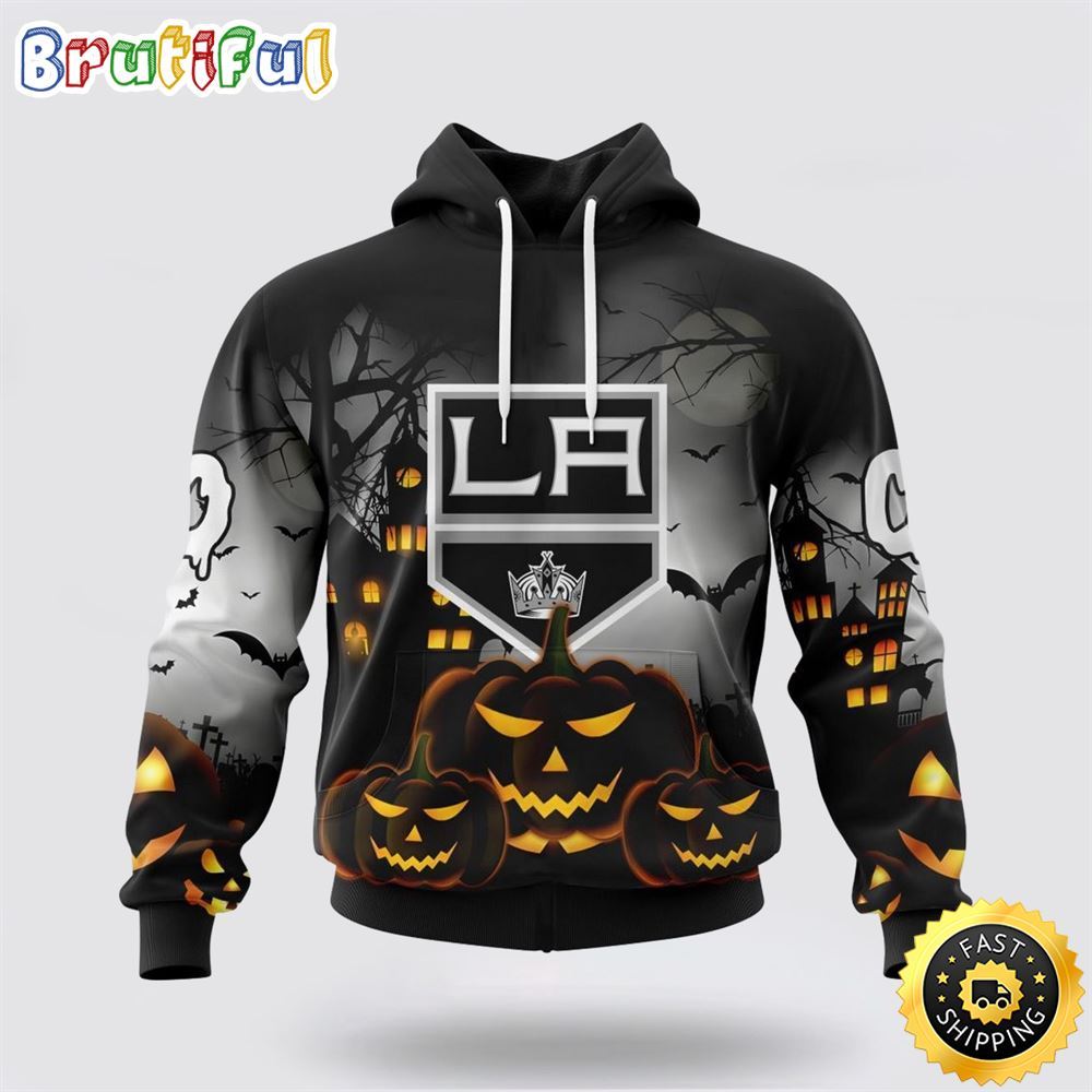 Personalized NHL Los Angeles Kings All Over Print 3D Hoodie Special Design Pumpkins For Halloween 1 kvxmbx