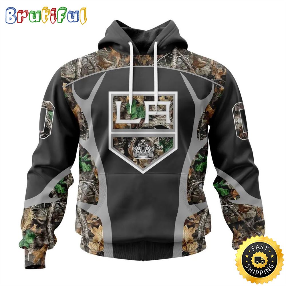 Personalized NHL Los Angeles Kings Hoodie Special Camo Hunting Design All Over Print 3D Unisex Hoodie 1 stv0vt