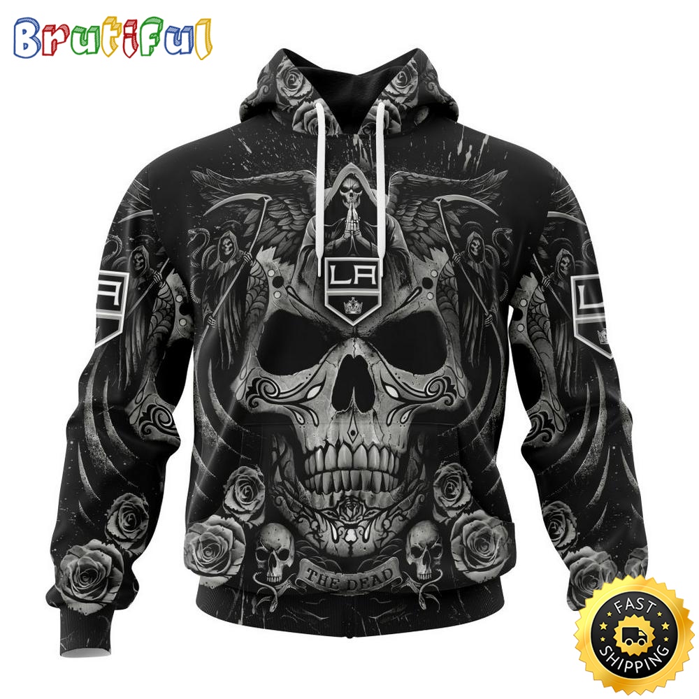 Personalized NHL Los Angeles Kings Hoodie Special Design With Skull Art All Over Print 3D Hoodie Unisex Tshirt Hoodie 1 h2eubb